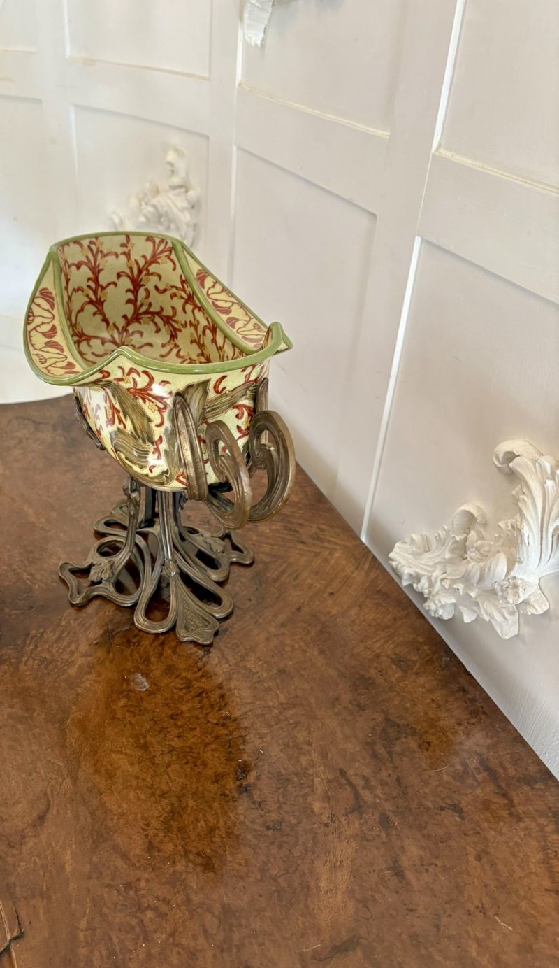 Antique Edwardian Quality Porcelain and Brass Centrepiece - Image 4